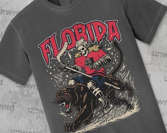 Florida Hockey Comfort Colors T-Shirt - Graphic Tees - Skeleton Shirt - Gift Shirt - Bootleg Shirt - Vintage - Panthers