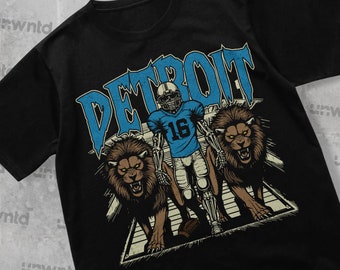 Camiseta con estampado de esqueleto de los Detroit Lions - Camiseta vintage de los Lions
