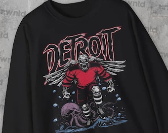 Detroit Hockey Sweatshirt - Graphic Crewnecks - Skeleton - Gift Shirt - Bootleg Shirt - Skeleton Hockey Crewnecks - Red Wings