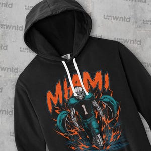 Miami Football Hoodie - Graphic Hoodie - Skeleton Shirt - Comfort Colors - Gift Hoodie - Vintage - Skeleton Football - Dolphins