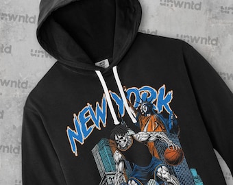New York Basketball Knicks Hoodie - Graphic Tees - Bootleg - Vintage - Skeleton Hoodie - NY Knicks Merch Tee - New York Shirt - NBA