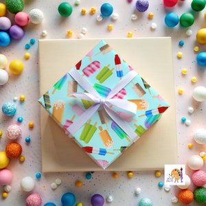 Popsicle Party Wrapping Paper, Birthday Wrapping Paper, Wrapping Paper for Gifts, Birthday Gift Wrap, Happy Birthday Wrapping Paper