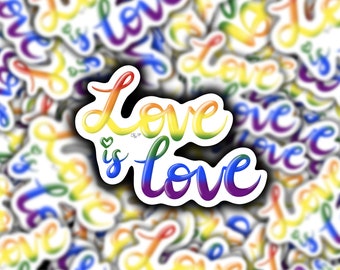 Love is Love Gestanzter Aufkleber, LGBTQ + Pride Aufkleber, Pride Month Aufkleber, Gay Pride Aufkleber, LGBTQ Unterstützung, Gay Aufkleber