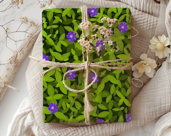 Papeles de envolver jardín Periwinkle, regalos para ella, papel de envolver para regalos, papel de envolver floral