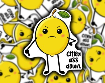 Die-Cut Stickers, Citra ass down, funny lemon, funny sticker, lemon lover, citrus lover, pun sticker, fruit lover, lemon sticker, gift