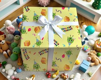 Hap-Pea Birthday Wrapping Paper, Children's Gift Wrap, Wrapping Paper for Gifts, Birthday Gift Wrap, Happy Birthday Wrapping Paper