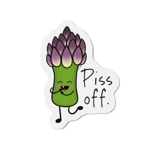 Die-Cut Magnets, Piss off, asparagus magnet, pun magnet, food pun, veggie pun, asparagus lover, veggie lover, funny magnet, funny puns