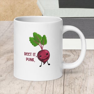 Beet it Punk, beet mug, pun mug, food pun, veggie puns, beet lover, coffee lover, funny coffee mugs, gift, Jumbo 20oz Mug