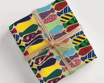 Ties for Dad Wrapping Paper, Father's Day Wrapping Paper, Wrapping Paper for Gifts, Birthday Gift Wrap, Happy Birthday Wrapping Paper