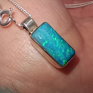 Australian Opal Silver 925 handcrafted pendant Andamooka opal gem gemstone