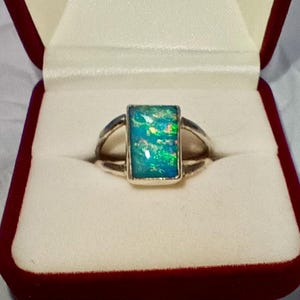 Australian Opal 925 Silver Ring Andamooka Opal Gem Gemstone
