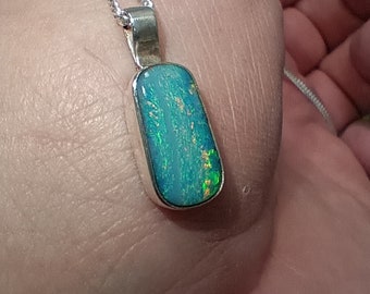 Australian Opal Silver 925 Handcrafted Pendant Andamooka Opal crystal Gem