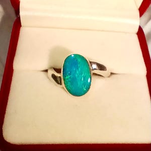 Australian Opal 925 Silver Ring Andamooka Opal Gem Gemstone Oval