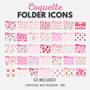 Coquette Desktop Folder Icons for Mac | Pink Macbook Folder Icon Set | Coquette Folder Icons Aesthetic | cute desktop Icon set pink