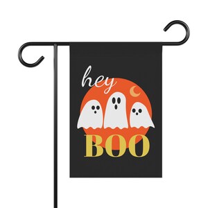 Hey Boo! Garden Party Banner, Halloween Decor, Outdoor Flag, Spooky Garden Art, Fall Yard Sign, Boo Ghost Design