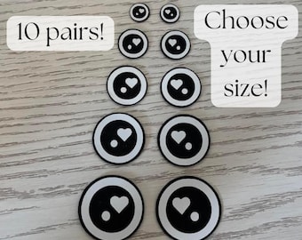 10 Pairs Heart Circle Felt Eyes for Amigurumi, 0.5in-1.5in, 12mm, Small Felt Eyes for Crochet Plushies, Tiny Eyes for Crafts, Felt Accessory