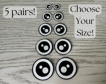 5 Pairs Circle Felt Eyes for Amigurumi, 0.5in-1.5in, 12mm, Small Felt Eyes for Crochet Plushies, Tiny Eyes for Crafts, Felt Accessories