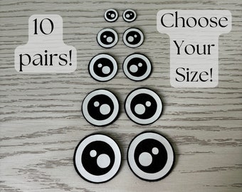 10 Pairs Circle Felt Eyes for Amigurumi, 0.5in-1.5in, 12mm, Small Felt Eyes for Crochet Plushies, Tiny Eyes for Crafts, Felt Accessories