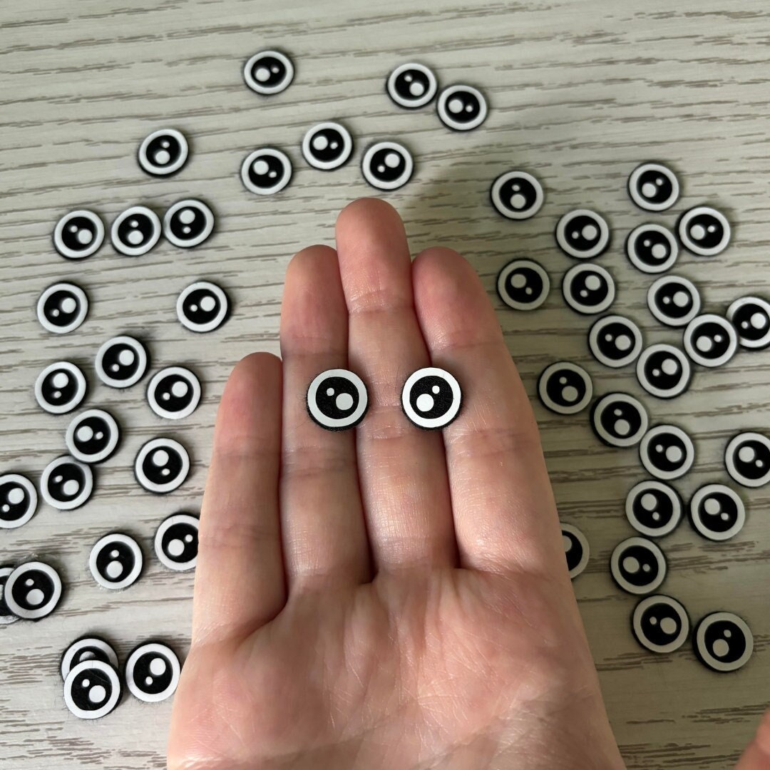 0.5in (12mm) Circle Felt Eyes for Amigurumi, 5 pairs, 10 pairs, Small Felt Eyes for Crochet Plushies, Tiny Eyes for Crafts, Felt Accessories