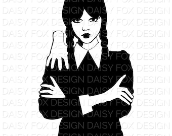 Gothic Girl with Hand on Shoulder SVG: Cricut Cut File (Digital Download)