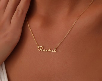 Custom Gold Name Necklace - 14k Solid Gold Nameplate Jewelry, Personalized Mama Necklace, AU20 - Unique Handcrafted Customized Name Jewelry
