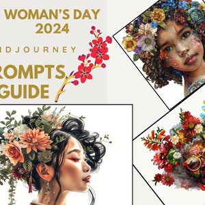 Midjourney Prompts for Woman&#39;s Day. Women With Flowers.