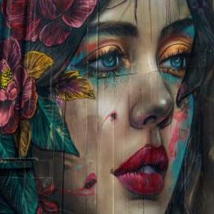 Gaza Graffiti, Arab, Girl, Flowers, Art, Colorful, Peace Wallpaper.  Instant Digital Download High Res 2867 X 4300 Pixels