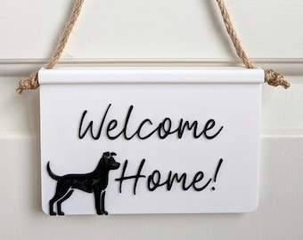 Signo de bienvenida para perros / Decoración del hogar / Regalo para amantes de las mascotas / Regalo de inauguración de la casa / Colgador de puerta impreso en 3D