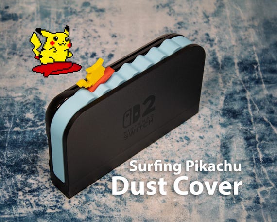Surfing Pikachu Nintendo Switch 2 Dock Dust Cover | Pokemon Fan Gift | 3D Printed Accessory