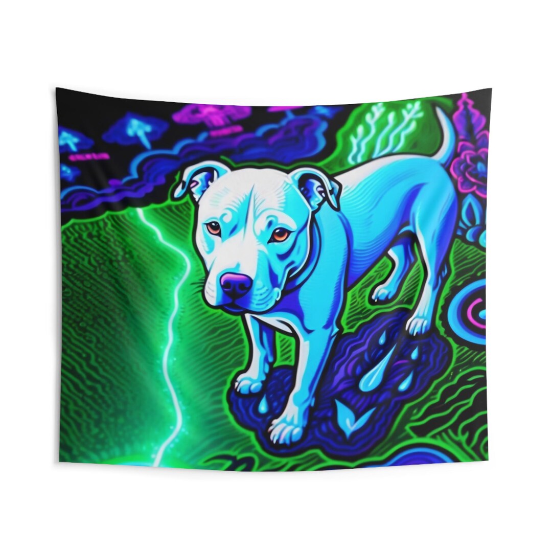Uv-reactive Pit Bull Dog Indoor Wall Tapestry - Blacklight Trippy ...
