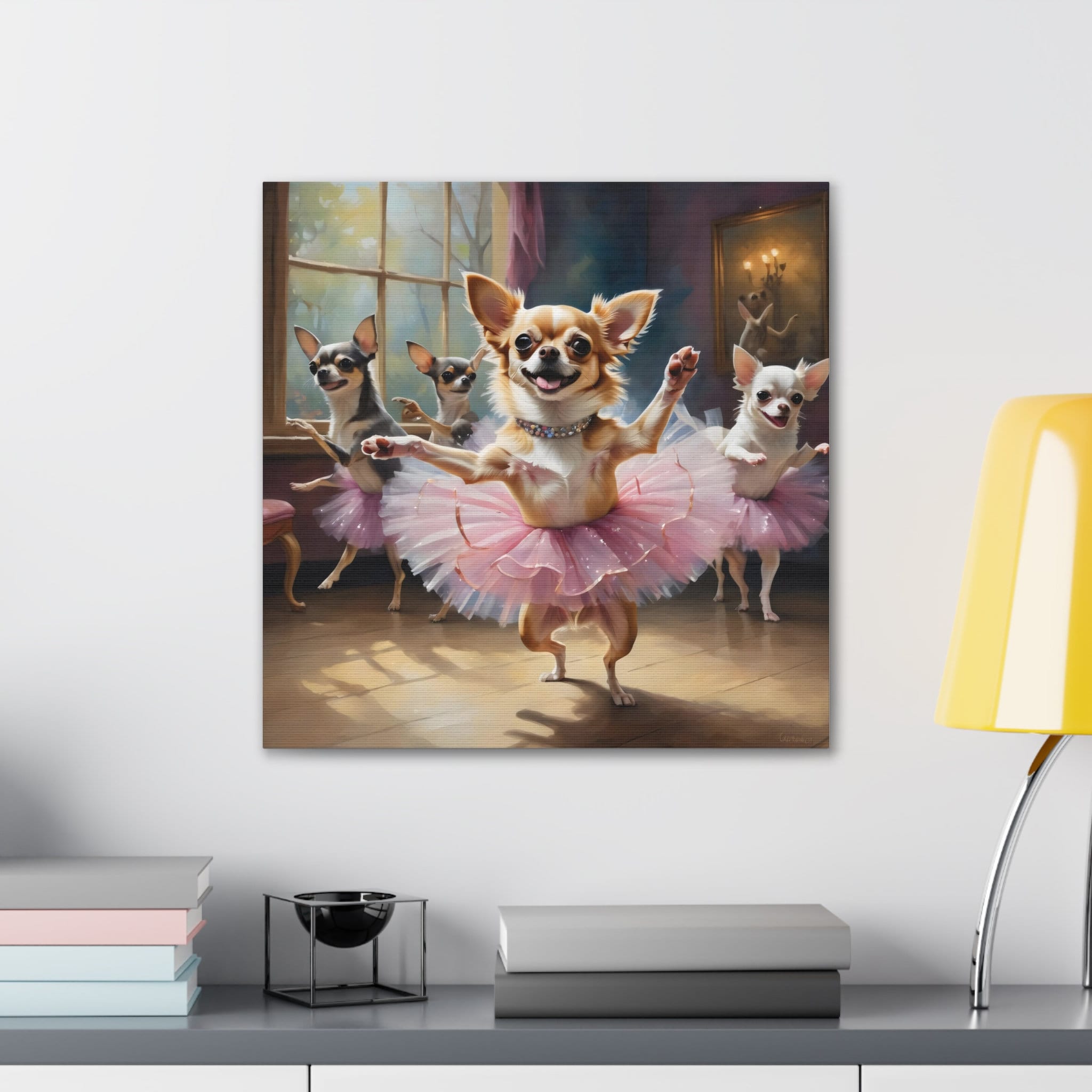 Funny Dancing Chihuahua Ballerina Wall Art, Chiwawa Dog in a Tutu