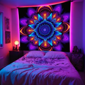 Kaleidoscope Eyes Mandala Blacklight UV Reactive Tapestry Wall Hanging Etsy