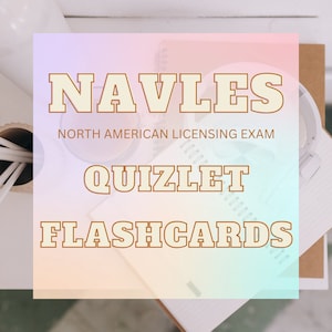 May include: A pastel pink, blue, and yellow background with the text "NAVLES NORTH AMERICAN LICENSING EXAM QUIZLET FLASHCARDS" in a gold font.
