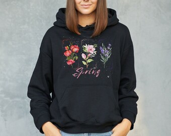 Hoodie von Sring, Geschenk für Frauen, Hoodie für sie, Blumen Hoodie, Unisex Heavy Blend Kapuzen-Sweatshirt