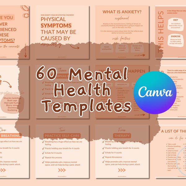 60 Mental Health Template | Coaching template | study Guide | Digital Download
