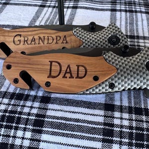 Custom laser engraved pocket knife - Father’s Day Gift for outdoor lovers. Knife with personalized handle. Handwriting