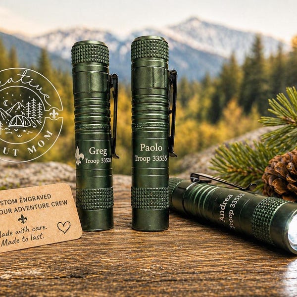 Linterna / Acampada / Camping / Regalo para la celebración de fin de año de los Scouts / Regalo para el líder / Grabado / Regalo táctico / Aire libre / Linterna