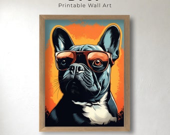 French Bulldog Pop Art Illustration, Printable Dog Poster, Digitial Download