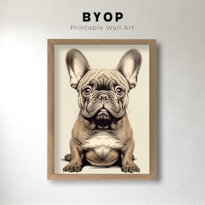 French Bulldog Illustration, Printable Dog Poster, Digital Download