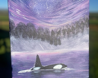 Custom Orca (Killer Whale) dreamy night sky painting - choose your colours