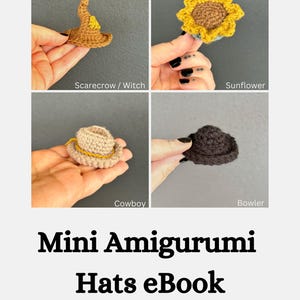 Mini cappelli amigurumi in PDF con schema all'uncinetto - Quattro modelli