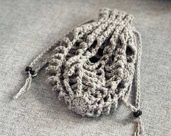 Gothic Spiderweb Drawstring Bag Crochet Pattern