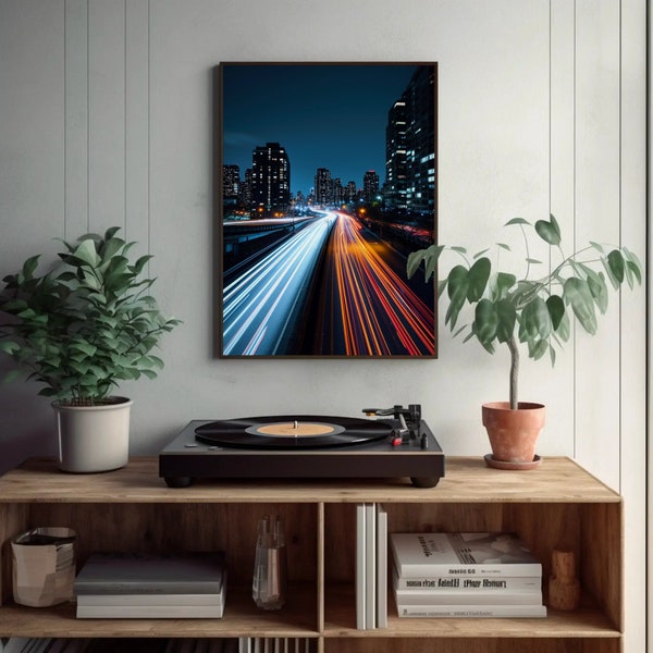 Long Exposure Highway City View Wall Art