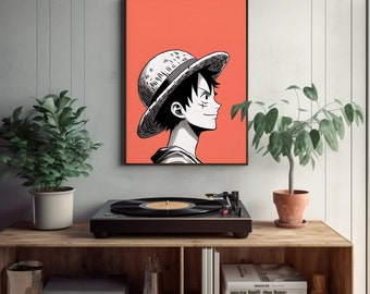 Anime / One Piece Luffy Minimalist Sketch Style Wall Art