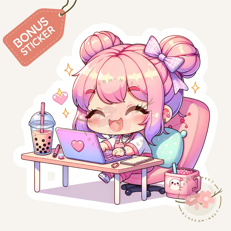 Kawaii Pink Chibi Girl Clipart Png, Cute Girly Png, Chibi Anime ...