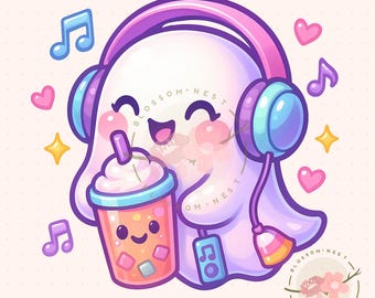 Kawaii roze spook clipart, halloween pastelspook, schattig boe-spook png, spookachtige seizoenstickers, boba thee png, trending png, commercieel gebruik