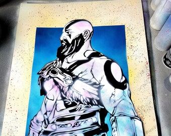 Kratos glow in the dark Spray-paint art 50x70cm.