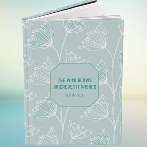 Christian Prayer Journal, John 3:18, The Wind Blows Wherever It Wishes, Bible Verse Notebook, Church Sermon Notes