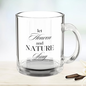 Heaven & Nature Sing, glazen kerstmok, christelijke cadeauwinkel, christelijke koffiemok, mok kerstlied, kerstcadeau, mok hemel