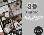 30 Pinterest Pin Templates | Pinterest Templates | Pinterest Templates Canva | Pinterest Pins | Pinterest Pin Design | Black | Gray